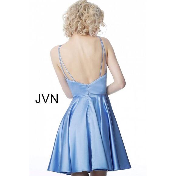 NWT JOVANI Sz.0 Satin Emerald Green Fit & Flare Cocktail Party Formal Dress - Picture 6 of 12